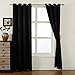 PDTXCLS MUDHEN Blackout Curtains-52 W X 84 L Inch,Set of 2 Panels Room Darkening Drapes,Grommet Top,Thermal Insulated,Toxic Free Energy Smart with Bonus Tie Back(Black)