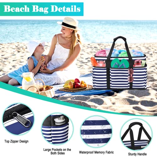 JUYANO Large Beach Bag with Zip, Waterproof Swimming Bag, Beach Bag, XXL Family Travel Bag, Beach Tote Bag, Shopper for Beach, Pool, Gym, Travel, 45 L