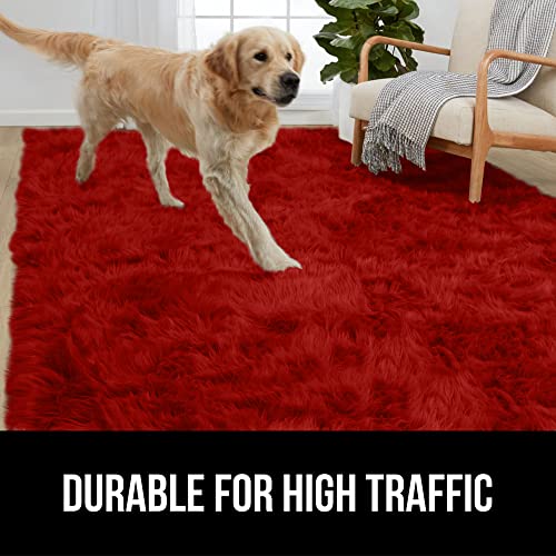 Gorilla Grip Fluffy Faux Fur Area Rug, Rubber Backing, Machine Washable