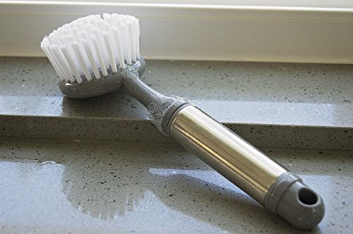 Evriholder Sophisti-Clean Stainless Steel Dishwashing Brush, Silver w/Grey - Thumbnail 4