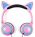 Pink Cat Children's Headphones (with Blue LED Ears) Nextbase NB49AC / SDV49AC / NB49AM / SDV49AM Portable DVD Player - by DURAGADGET