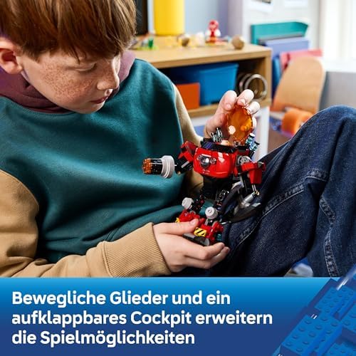 Sonic the Hedgehog Knuckles vs. Dr. Eggmans Egg Crusher Mech - Kreatives Spielzeug mit 2 Minifiguren, Ringe & Chaos Emeralds - Gamer Geschenk Jungen & Mädchen ab 8 Jahren - 77005
