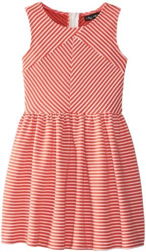 Ruby Rox Big Girls' Textured Knit Fit and Flare Dress, Persimmon, 14