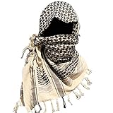Shemagh Head Neck Scarf Tactical Military Arab Keffiyeh Desert Scarf Wrap 100% Cotton (Black&White)