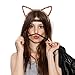 Mudder Cat Ear Headband Hair Hoop Headband for Party and Daily Decoration, Black and Leopard, 2 Pieces