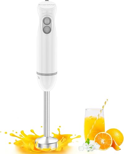 Bonsenkitchen Hand Blender 300W 2-Speed Immersion Stick Blender White