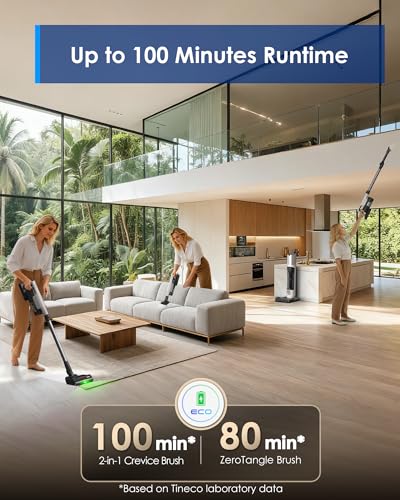 Tineco Pure ONE Station 5 Pro Cordless Vacuum, Automatic Dust Collection, Full-Path Self-Cleaning, ZeroTangle Brush, Up to 100 Minutes Runtime, Stick Vacuum Cleaner for Pet Hair, Carpet & Hard Floor