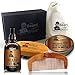 Beard Grooming for Men Care - Beard Brush, Beard Comb, Unscented Beard Oil Leave-in Conditioner, Mustache & Beard Balm Butter Wax, Shaping & Growth Gift Set