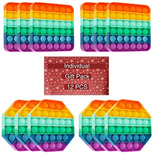 SoulLife 12 Pack Push Pop Fidget Sensory Toy Stocking Stuffers for Kids,Multipack Pop Its Bulk