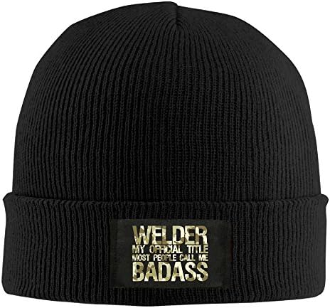 Welder My Official Title Most People Call Me Badass Men Soft Beanie Hat Winter Knit Cap