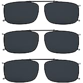 Eyekepper 3-pack Polarized Clip on Sunglasses With Spring Draw Bar Grey/Brown/Green Lens 54 * 34MM