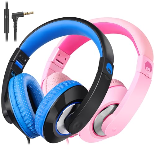 rockpapa Comfort+ Kinder-Kopfhörer mit Mikrofon, Over-Ear-Kopfhörer für Jungen und Mädchen, für Schule, Klassenzimmer, Laptop, PC, Computer, Tablet, S