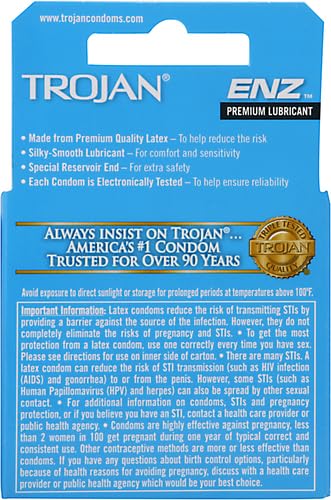 TROJAN ENZ LUBRICATED LATEX CONDOMS, 0.04 LB