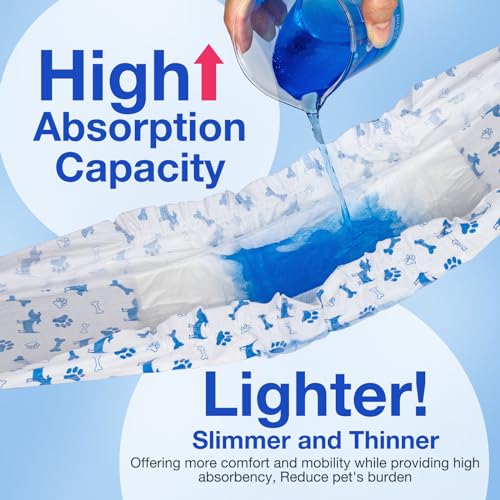 MICOOYO Disposable Male Dog Diapers, Super Absorbent Male Dog Panties, Dog Diapers with Moisture Indicator (S, Pack of 50)