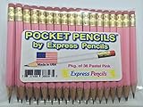 Half Pencils with Eraser - Golf, Classroom, Pew, Short, Mini - Hexagon, Sharpened, 2 Pencil, Color - Pastel Pink, Pkg of 36 Pocket Pencils by Express Pencils