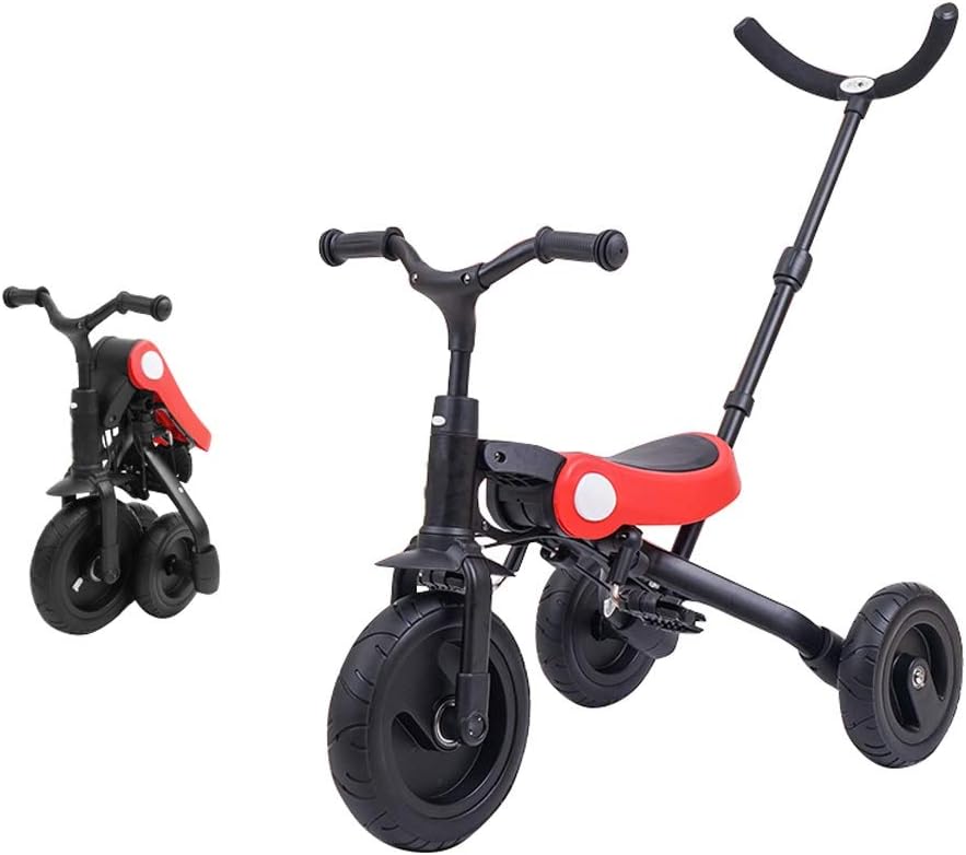GYF Tricycle, 4 In 1 Trike| Children Tricycle |Baby Infant 3 Wheels Stroller| Bike Basket|Red|Yellow|Blue|55X44X88CM ( Color : Red )