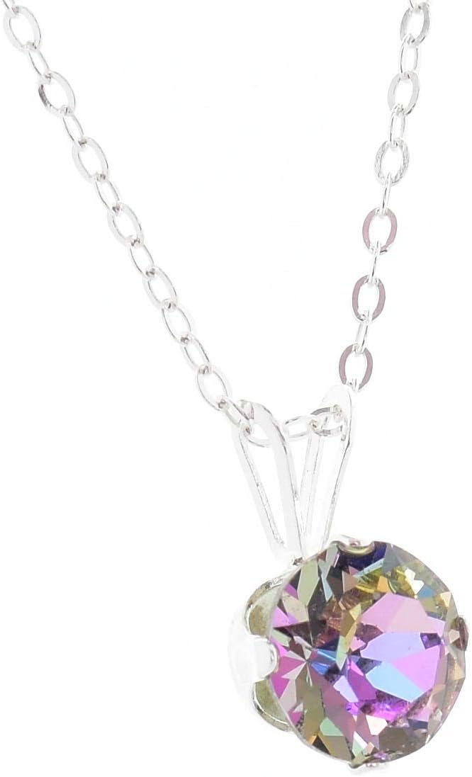 925 Sterling Silver pendant for women made with sparkling Manhattan Sunset crystal. Gift box. Made in the UK.