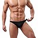 FEESHOW Men's Smooth Stretch Bikini Swimwear Underwear Swim Briefs (Black, L)