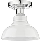 Golden Lighting Carver Flush Mount in Chrome with Vintage Milk Glass Shade