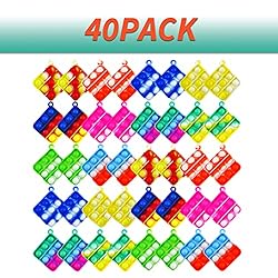 Qsrkan 40Pcs Mini Pop Push it Fidget Keychain