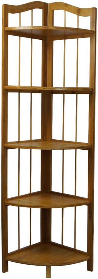 Yi Hai Bamboo Corner Shelf Rack Display Rack Multipurpose Shelving Unit (5-Tier)