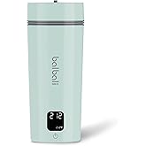 balbali Portable Tea Kettle for Travel 100-240V Dual Voltage - 6 Preset Electric Portable Water Heater for Boiling - Self Heating Cup/Thermos - 12oz Hot Water Boiler/Heater/Warmer - Green