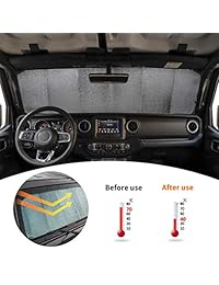 SUPAREE parabrisas delantero, parasol parasol protector de calor, alfombrilla de aluminio para 2018 2019 Jeep Wrangler JL accesorios interiores
