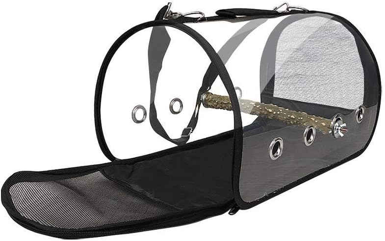Ruijanjy Bird Carrier Travel Cage Transparent Breathable Parrot Handbag with Wooden Perches