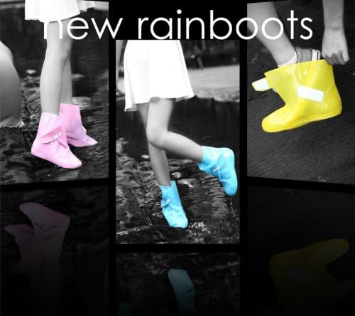 Bearcat Luxury Reuse Portable Colorful Girl's Women's Rainboots Waterproof Shoe Covers Mini Style (small, blue)