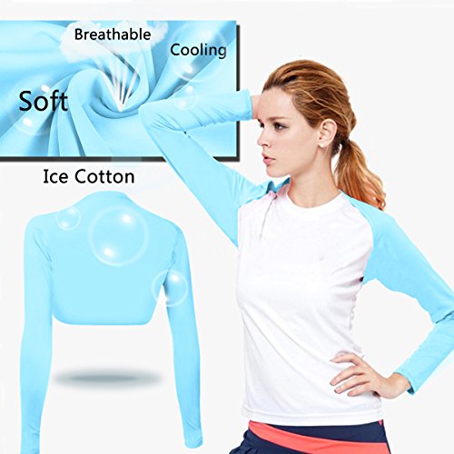 MING & HUA Women Golf Cooling Shawl - Premium Lycra, Breathable Ladies Arm Sleeve Shrug- MH（XL,Blue） - Thumbnail 2