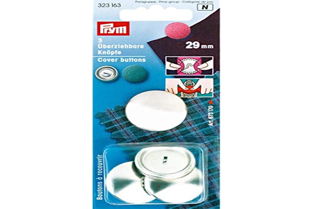 Prym 29 mm Cover Buttons without Tool, Pack of 3, Brass Silver — image 1