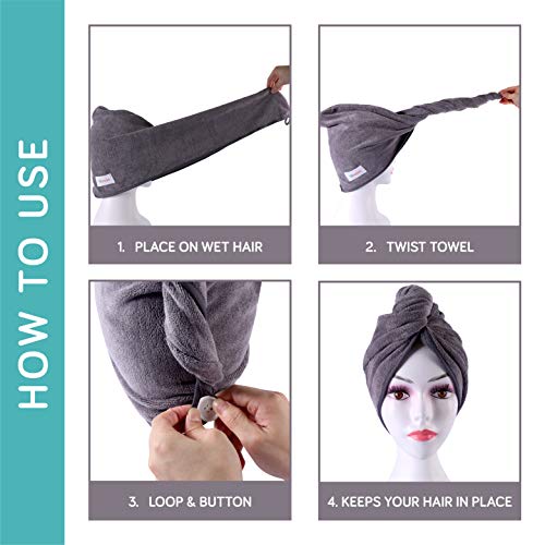 Microfiber Hair Towel Wrap forCurly Hair and Thick Long Wavy Hair, Set