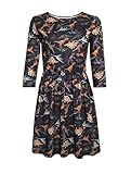 LaVieLente 3/4 Sleeve High Waist Jersey Fabric Dinosaur Dress with Elastic Waist