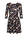 LaVieLente 3/4 Sleeve High Waist Jersey Fabric Dinosaur Dress with Elastic Waist