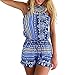 Ayliss Women's Sexy Cut out back Bohemian Casual Loose Romper Playsuit,Blue L