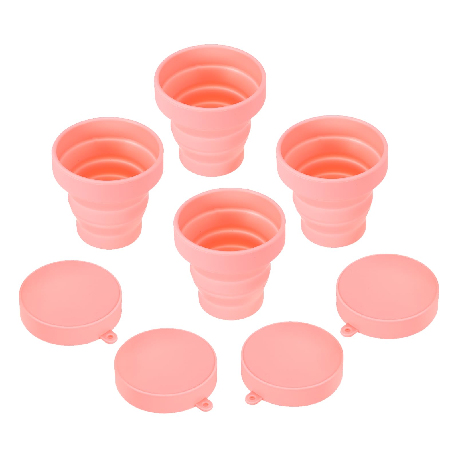 PATIKIL Collapsible Travel Cup, 4 Pack 170mL Travel Folding Water Cup Silicone Mug Portable Drinking Cup for Camping Hiking Outdoor, Pink