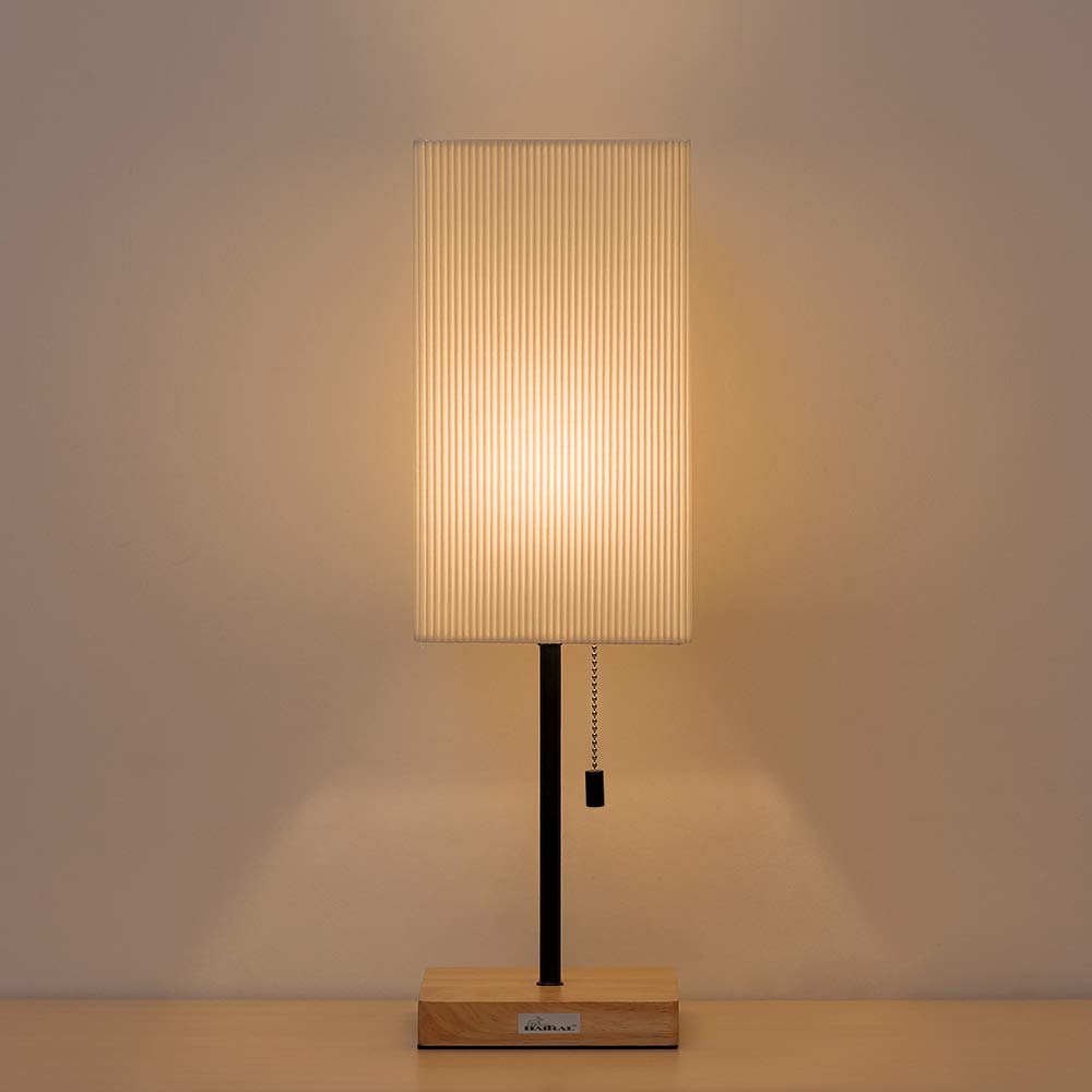 HAITRAL Bedside Table Desk Lamp Japanese Style Nightstand Lamps with