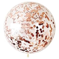 Letsparty 36 inch Rose Gold Confetti Balloons, Jumbo Round Balloons for Party Decorations or Festival - 5pcs