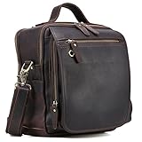Tiding Vintage Men's Small Genuine Leather Messenger Bag Handbag Travel Bag IPad Sling Bag (Brown)