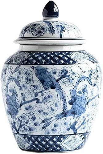 HongLianRiven Ceramic Retro Vase Blue Crack Glazed Decorative Ornaments Fake Flowers Large Plant Flowers 37 * 19cm 10-26 (Size : 19X30cm)
