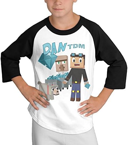 LOVEGIFTTO KID Kids YouTuber Funny Diamond DanTDM O-Neck 3/4 Sleeve Raglan Tee Shirt Large