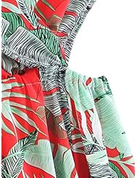 Maxivestido sexy sin mangas con cuello en V, para verano, playa, estampado floral