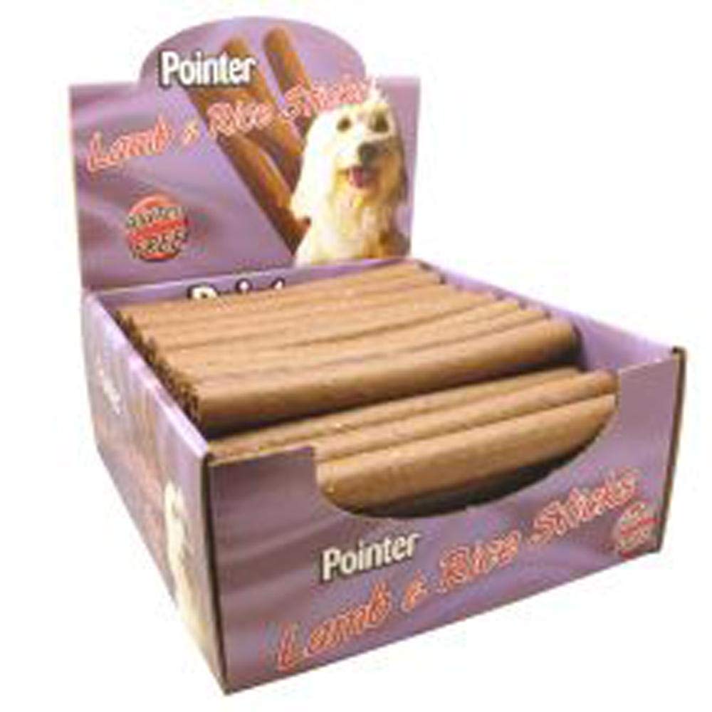 Pointer - Lamb and Rice Sticks - Lamb and Rice Flavoured Dog Treats - Perfect for Plaque Removal and Dental Hygiene - Feed as Reward or Long Lasting Treats - 50 Sticks