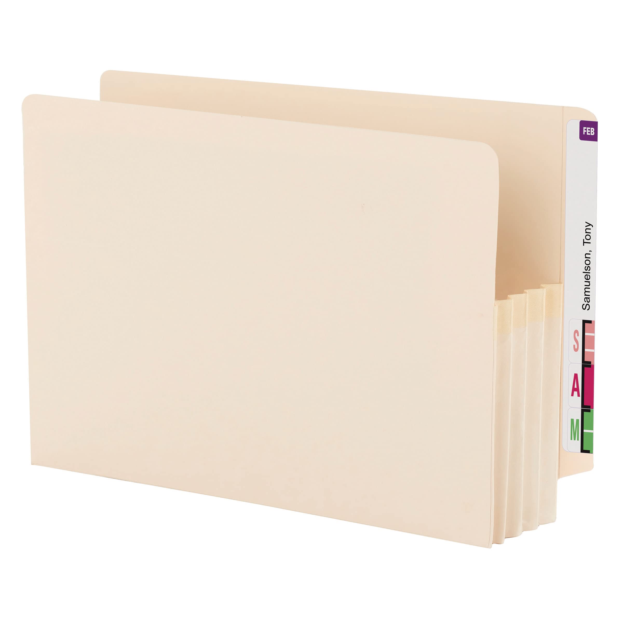 Photo 1 of Smead End Tab File Pocket, Reinforced Straight-Cut Tab, 3-1/2" Expansion, Manila Gusset, Legal Size, Manila, 25 per Box (76124)