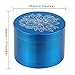 DCOU New Design Premium Zinc Alloy Herb Grinder 2.2 Inches 4 Piece Metal Grinder with Pollen Catcher with Laser Flower Pattern Blue