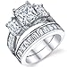 2 Carat Radiant Cut Cubic Zirconia CZ Sterling Silver Women's Engagement Ring Set Sizes 4 to 11