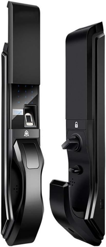 STTC Biometric password lock touch screen fingerprint smart lock smart home keyless entry LED display smart lever door lock outside department/bedroom/office, Black