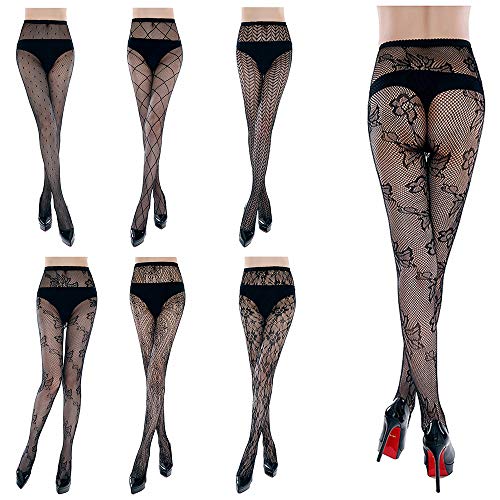 Haichen-Sexy-Women-Collant-a-rete-Pizzo-Motivo-floreale-Collant-Calze-a-rete-elastiche-Calze-da-6-pezzi