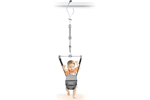 Hapbabe Baby Door Jumper with Adjustable Strap and Seat, Baby Doorway Jumper with Walking Harness Function, Ideal Gift for Infant, Grey