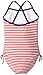 Kanu Surf Girls' Layla Beach Sport Banded 1 Piece Swimsuit, Bali Red Stripe, 14